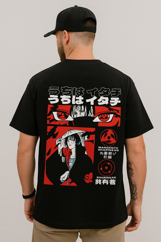 Uchiha Itachi Mangekyō Sharingan Oversized Anime T-Shirt – Premium Cotton